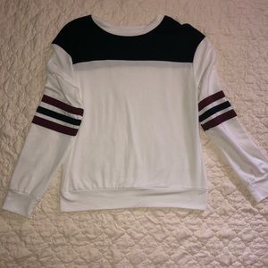 Black/Maroon and white long sleeve.